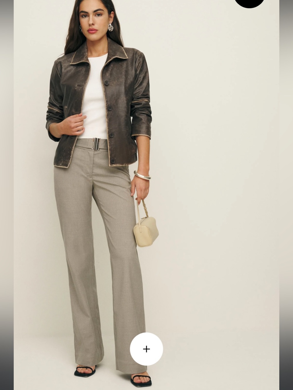 Reformation x Camille Rowe Cherie Pants in Shitake stripe